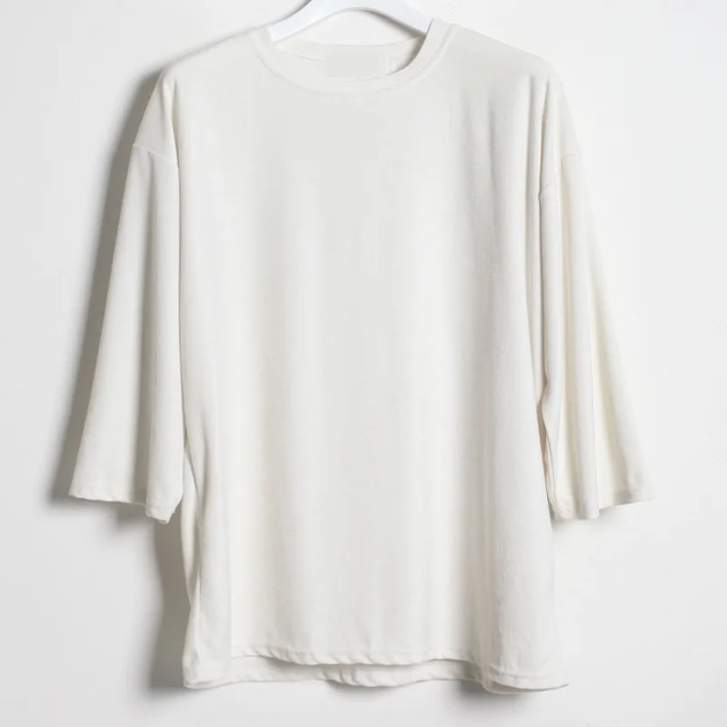 Men's Three-Quarter Sleeve T-Shirt Spring/Summer New Harajuku High Street Round Collar Casual Daily Large Fashion T-Shirt
