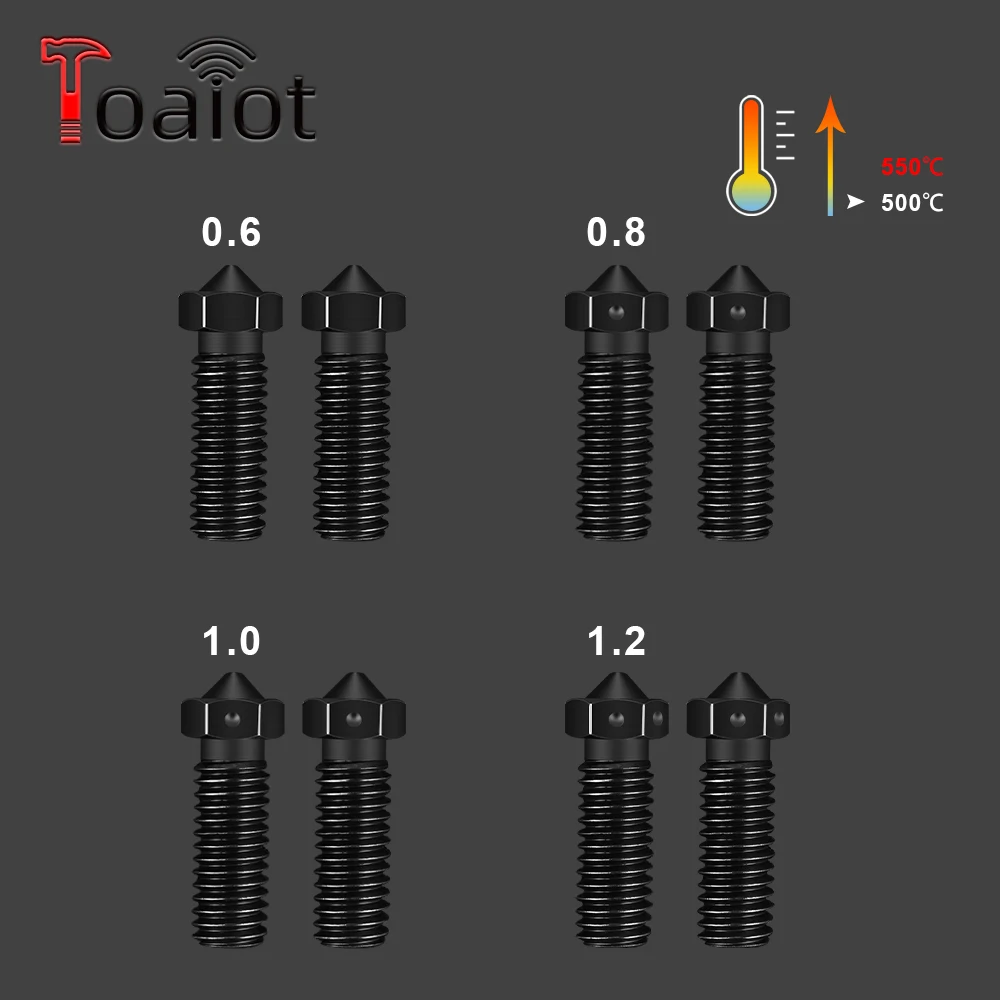 

Toaiot 1PC Hardened Steel Volcano Nozzles For High Temperature 3D Printing PEI PEEK Carbon Fiber Filament For Volcano Hotend