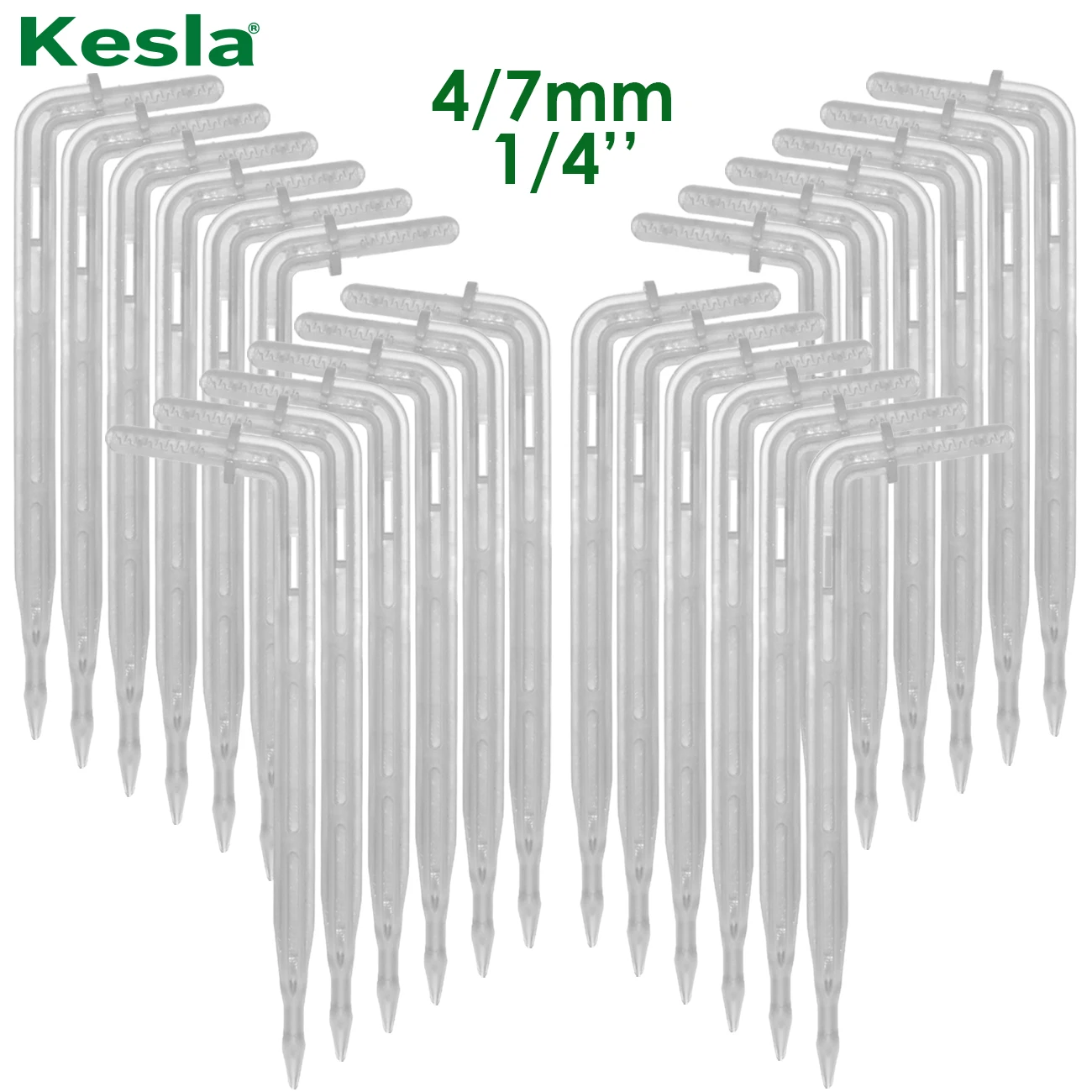 KESLA 100-500PCS 1/4'' Transparent Bend Arrow Watering Drip Dripper Emitter Plant Potted Irrigation Sprinklers for 4/7mm Hose