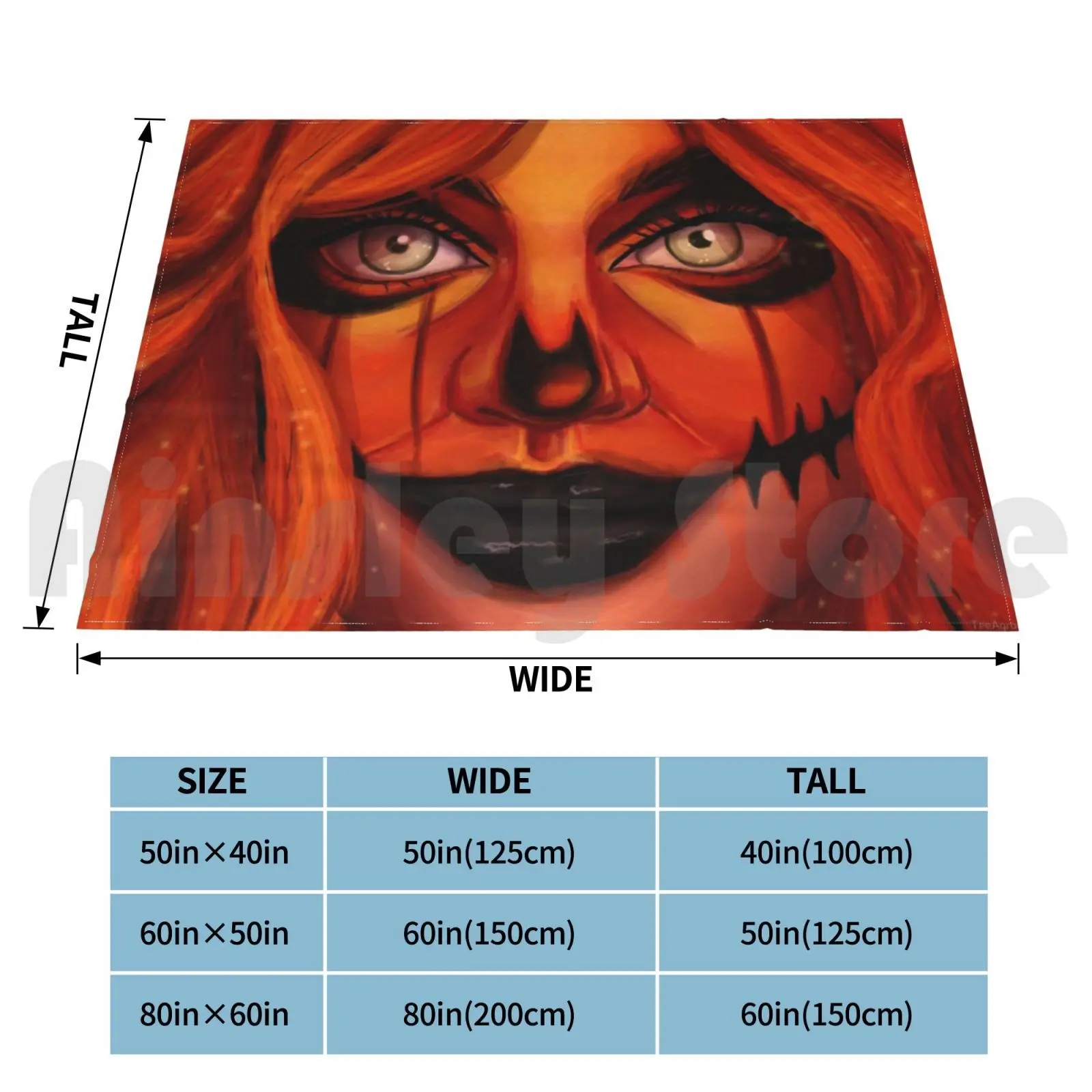 Pumpkinette Blanket Fashion Custom Halloween Pumkin Jacko Lantern Girls Orange Ginger Face Ghoul