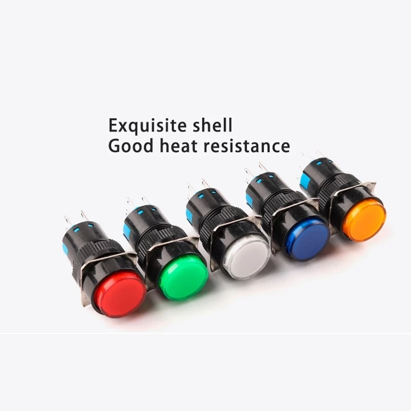 1PCS AB6 With Light 5/8 Pin Push Button Switch Small Square&Round Self-Locking Self-Reset Start Up Switch 3A/250V Power Switch