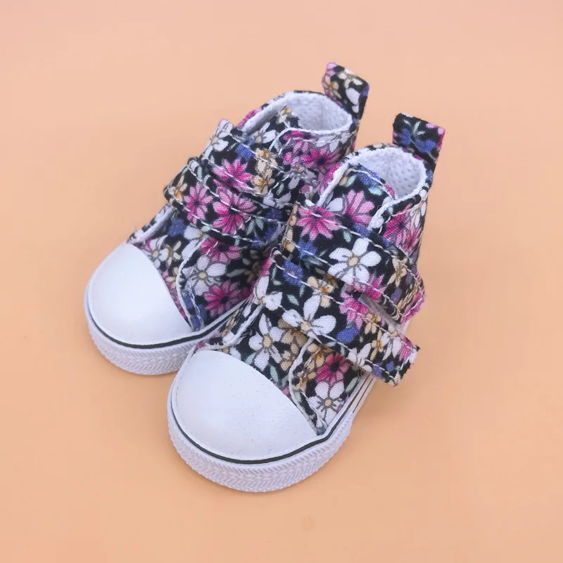 Tilda 6cm Canvas Sneakers For Minifee Paola Reina Dolls,Floral Shoes for Corolle Doll 1/4 Footwear Sneakers Dolls Accessories