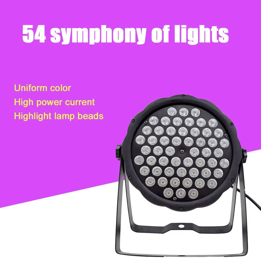 LED Flat Par 54x3W RGB Color Lighting Strobe DMX Controller For Disco DJ Music Party Club Dance Floor Bar Darkening Stage Light