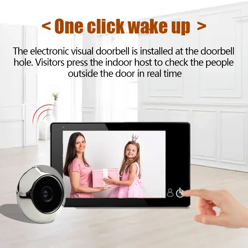 Monitor Video Doorbell 4.3 Inch TFT Color Screen Video-eye 145° Wide Angle Peephole Li-battery Photo Record Smart Home Security