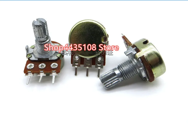 5pcs WH148 B1K B2K B5K B10K B20K B50K B100K B500K 3Pin 15mm Shaft Amplifier Dual Stereo Potentiometer 1K 2K 5K 10K 50K 100K 500K