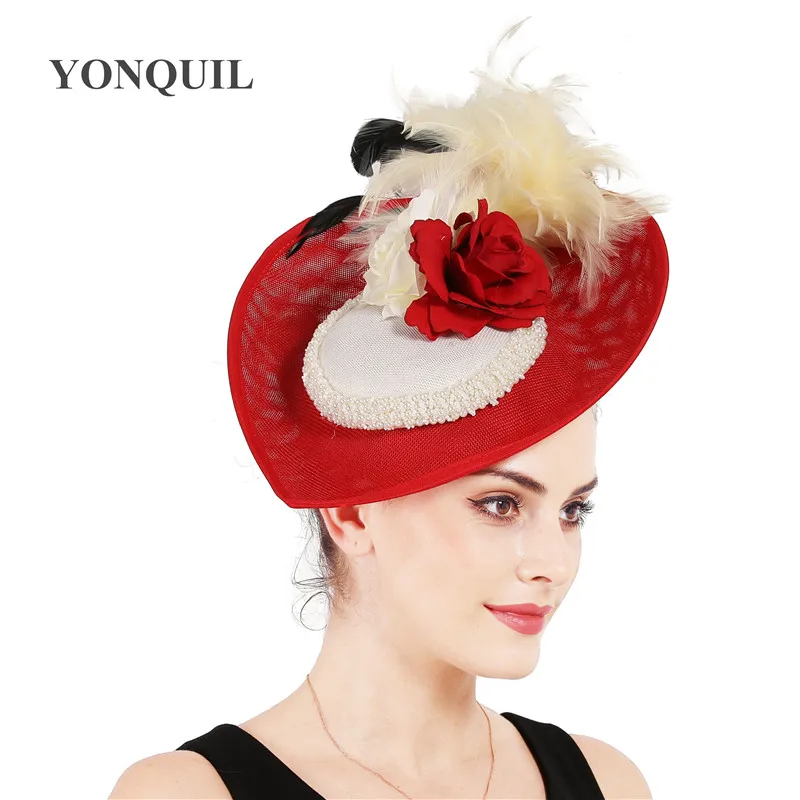 Chapéu fascinador vintage para mulheres Derby Chapeau, gancho elegante para senhoras, festa de casamento, capacete de igreja com flor, capacete de malha, bonito