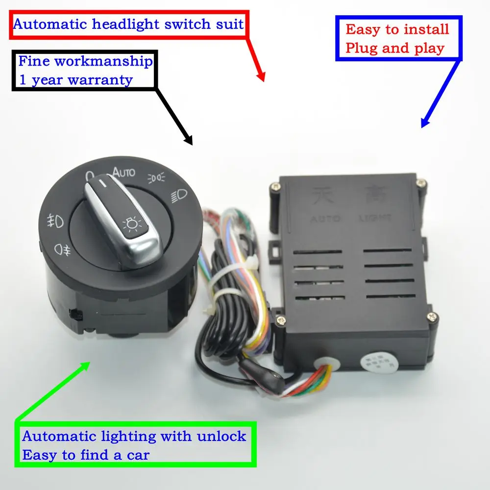 AUTO Chrome Headlights Switch Sensor Module For VW Golf 4 New MK4 Polo Bora Passat B5 Bugs 5ND941431B 5ND 941 431 B