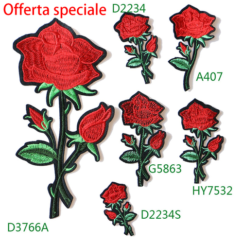 Rose with Leaves in Love Embroidered Iron on Patches for Clothing DIY Stripes Clothes Patchwork Sticker Custom Flowers Badges - View 1 Rose with Leaves in Love Embroidered Iron on Patches for Clothing DIY Stripes Clothes Patchwork Sticker Custom Flowers Badges - View 1