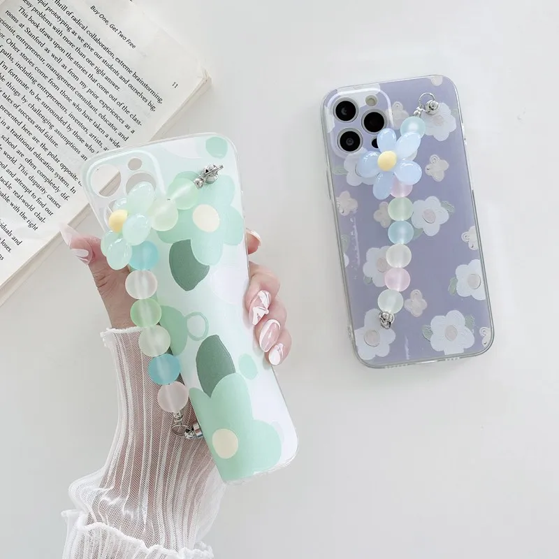 INS Flower Pearl Chain Square Soft Silicone Phone Case For Xiaomi Mi 8 9 10 10T 9T 10S 11 Pro Lite 11i MIX 4 Luxury Back Cover