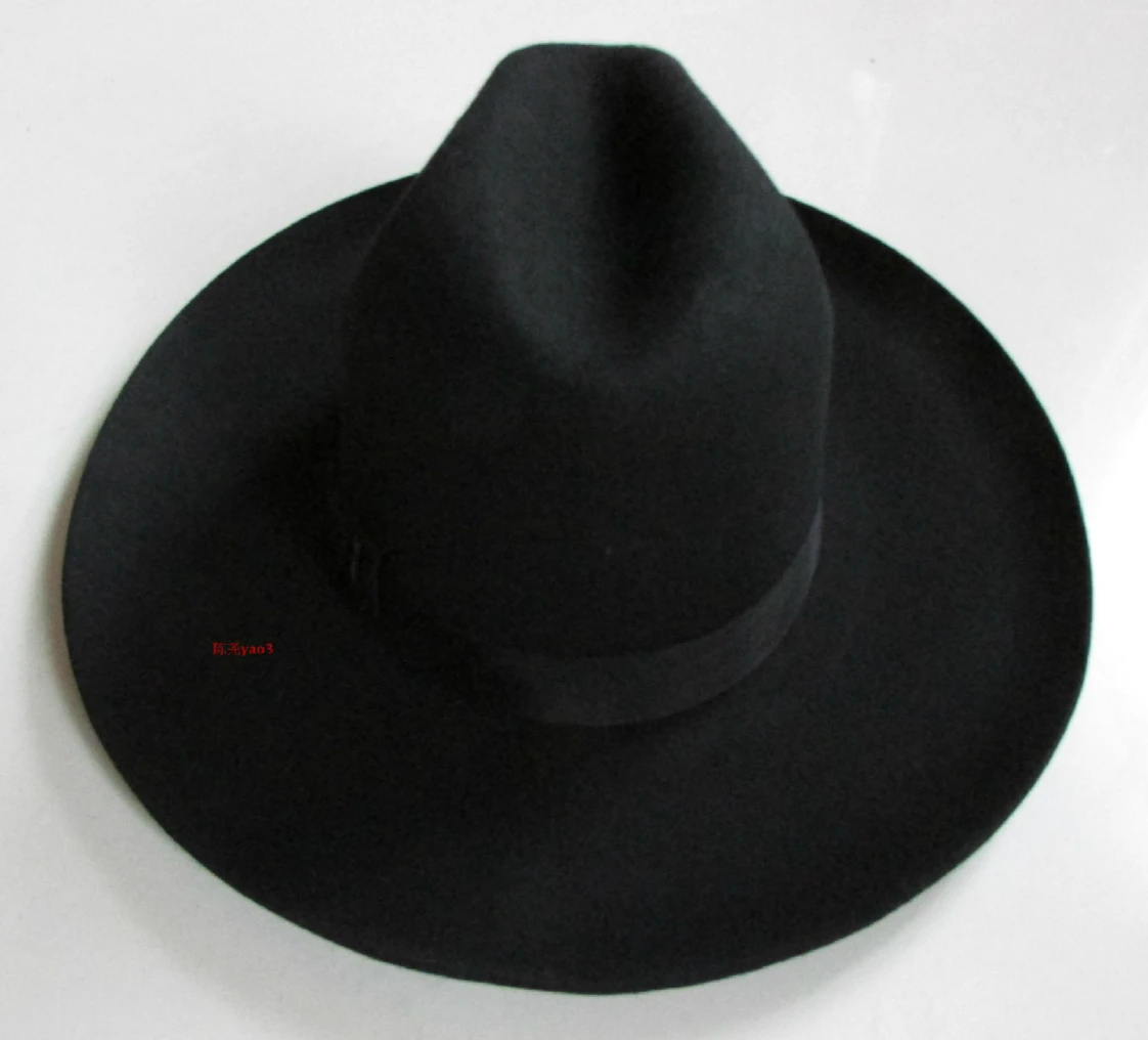 X053 Adult 100% Wool Top Hat Export Original Sheet / Israeli Jewish Hat / Felt Hat with Big Eaves 10cm Brim Woolen Fedora Hats