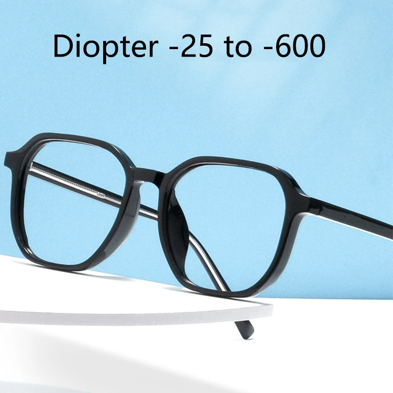 

Retro Polygonal Myopia Glasses Men Women Fashion Nearsighted Glasses Full Big Frame Minus Diopter Oversize Glasses Diopter -175