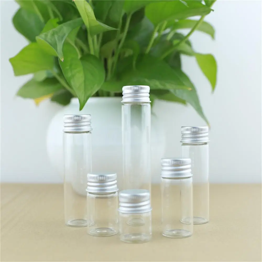 24 pcs/lot 15ml 11*22*70mm Tiny Glass Bottles Silver Screw Cap Decoration jar Glass Jars  Mini Containers Small Vial Bottles