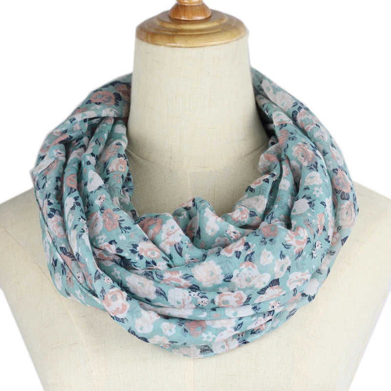 Lenço infinito feminino cachecol anel estiloso flor loop cachecol snood lenço de pescoço