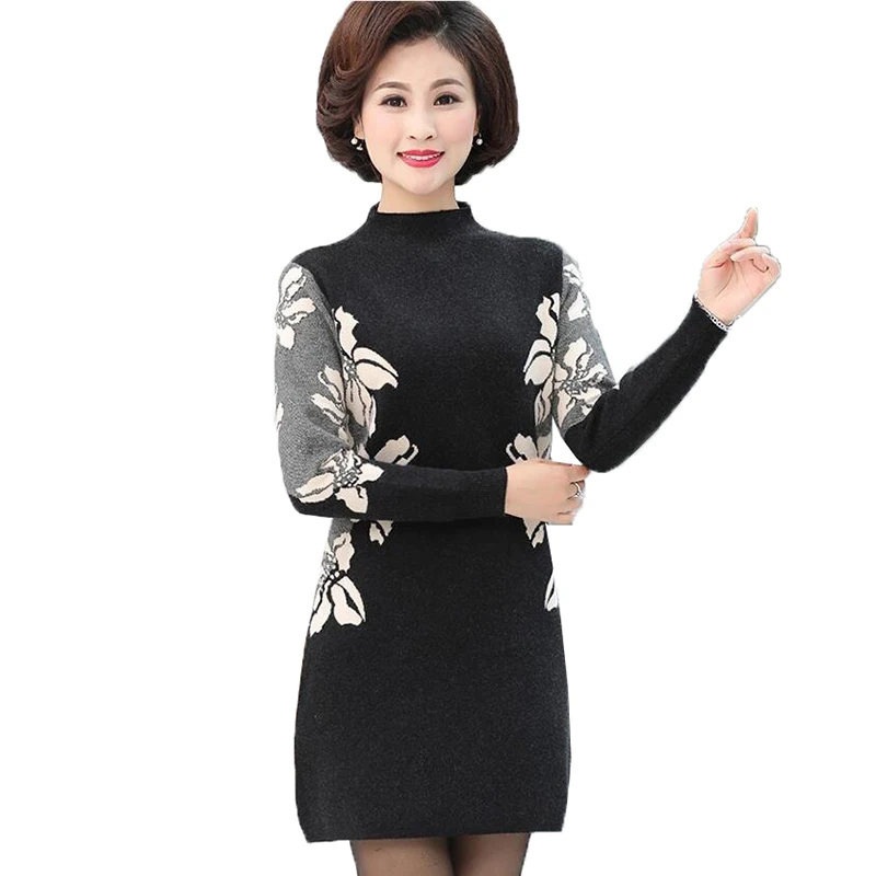 

Turtleneck Sweater Pullover Long Women Knitwear High-End Autumn Winter New Knitted Loose Sweater Dresses Vestidos Female 2023