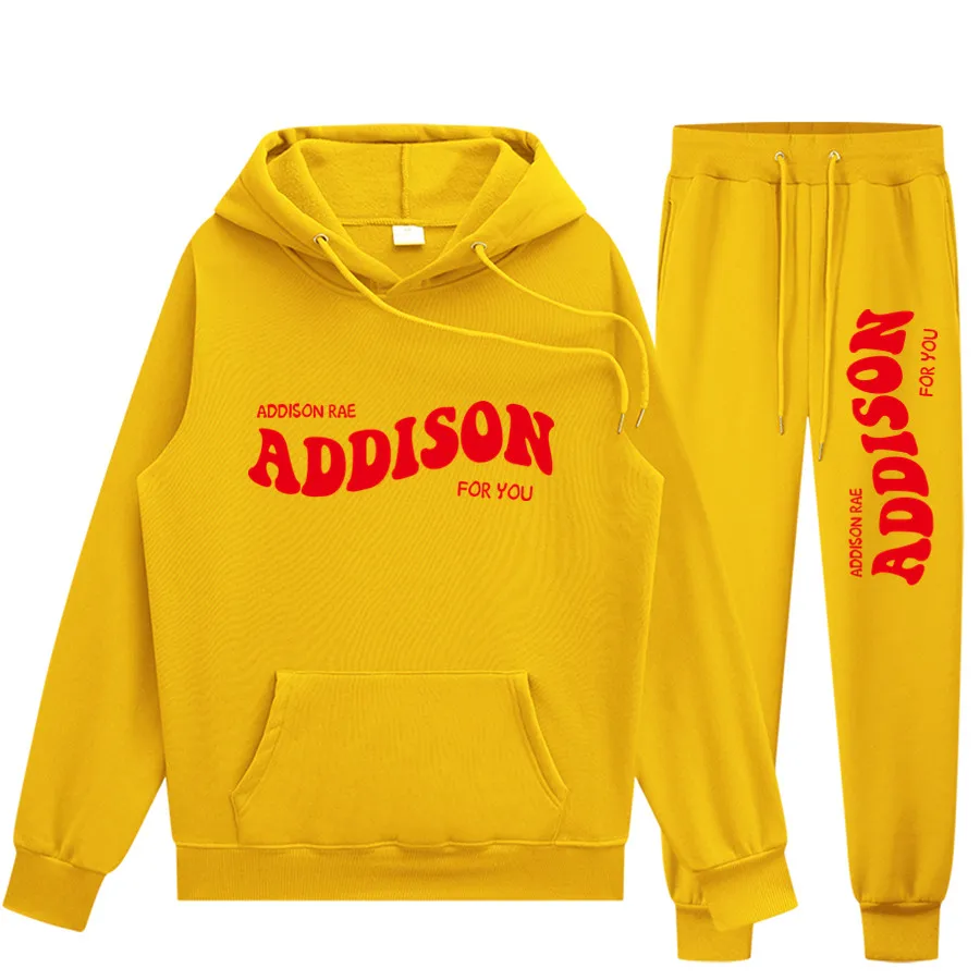 

2022 ADDISON FOR YOU hip-hop hooded sportswear suit men's/women's sweatshirt + sweatpants fashion Harajuku Addison Rae hoodie