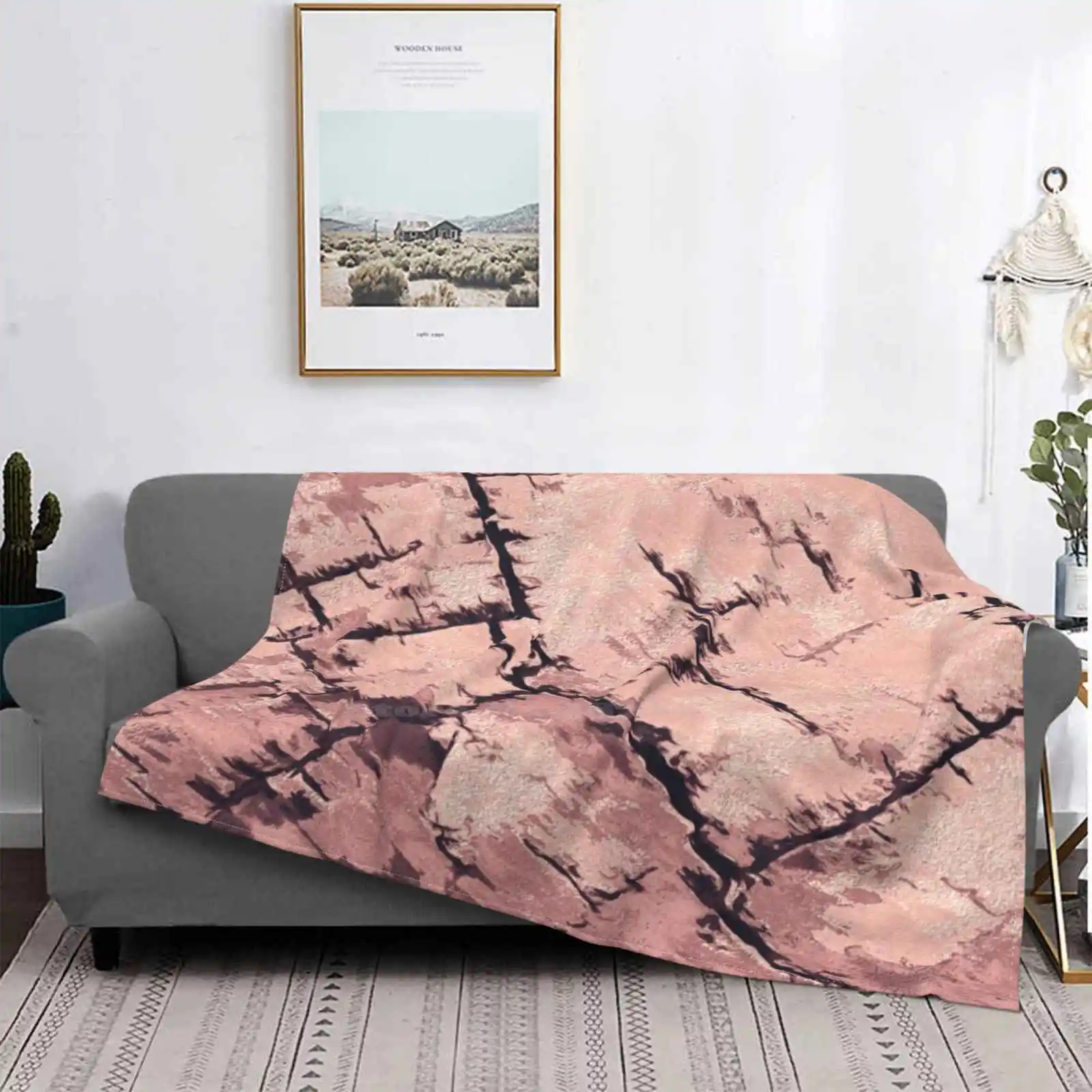 Shining Rose Gold Cracked Wall Air Conditioning Blanket Soft Throw Blanket Shining Rose Gold Cracked Wall Wall Cracked Wood