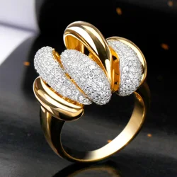 Luxury Big Rings With Cubic Zirconia Stones Chrysanthemum Shape 2022 Women Wedding Engagement Party Bride Jewelry