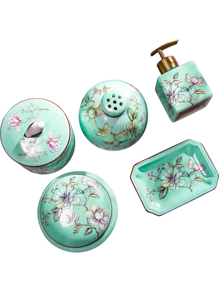 

Bathroom Ceramic Set Storage Supplies Soap Dish & Soap Dispenser Storage Tank Aromatherapy Bottle Tissue Boxes Wedding Gift