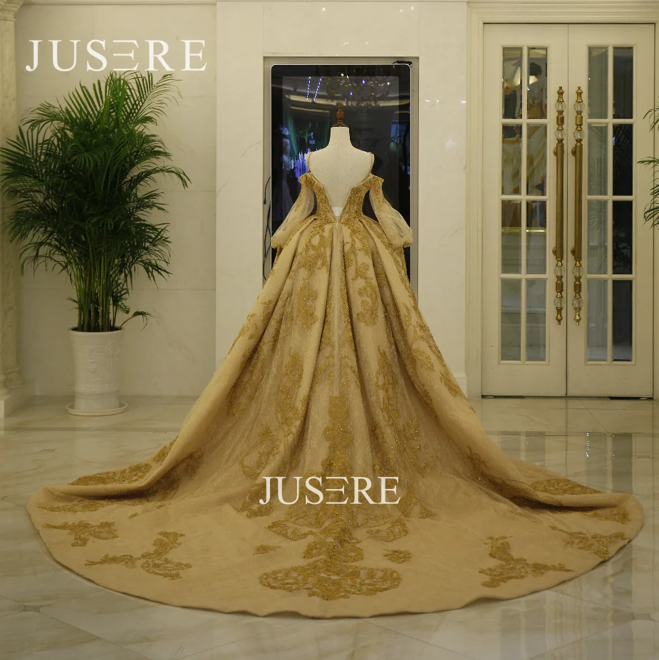 JUSERE Vestido De Noiva Luxury Royal รถไฟงานแต่งงาน Party ดูไบงานแต่งงานชุดราคาแพง