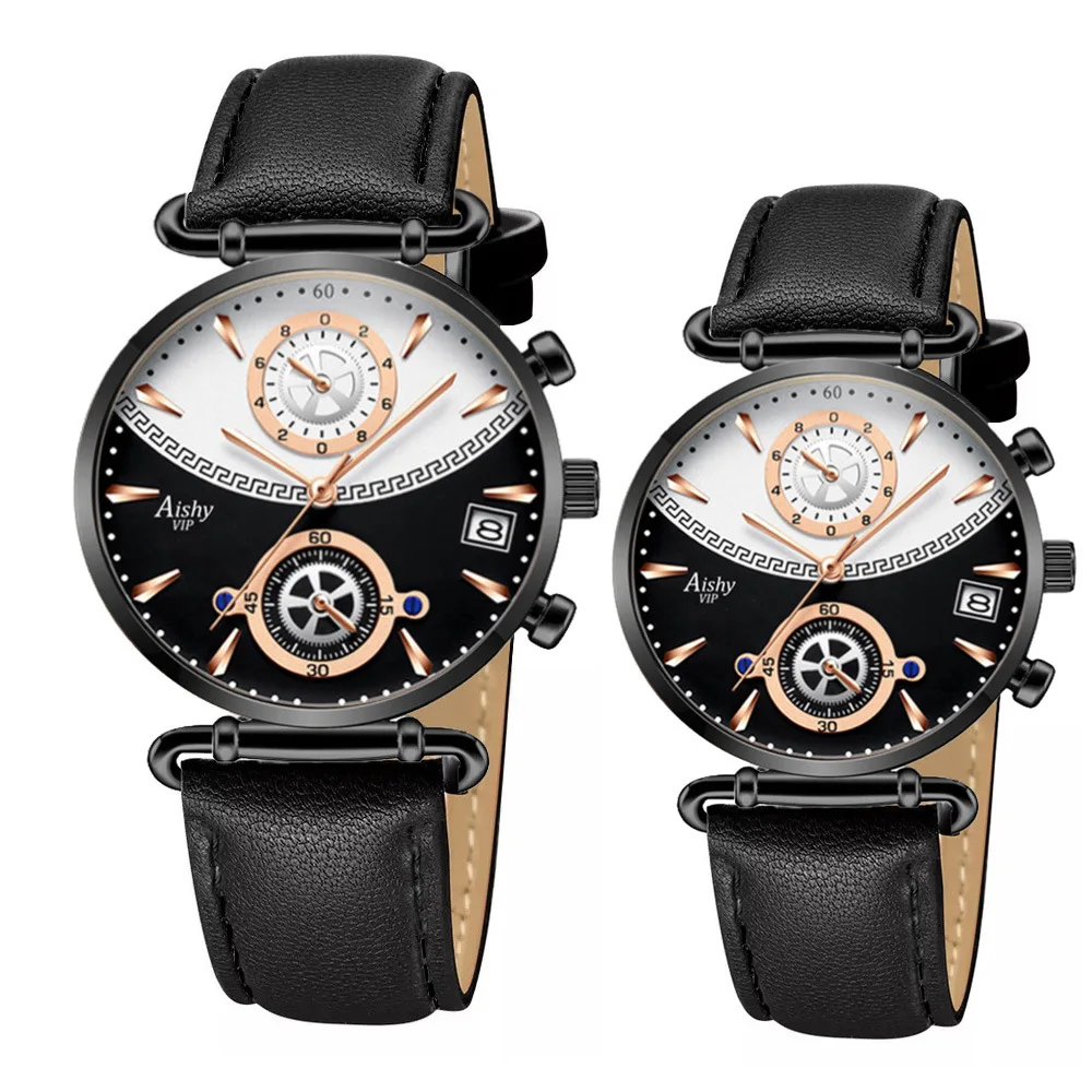 Montre de couple avec bracelet en cuir pour hommes et femmes, livraison gratuite, mode amoureux, cadeaux simples