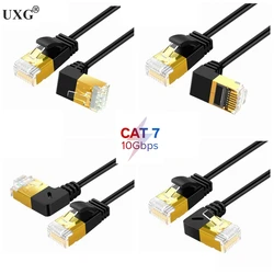 Cienki kabel Ethernet RJ45 Cat7 6 Lan Ultra cienki kabel UTP kabel sieciowy RJ45 do kompatybilnego z Cat6 kabla Patch 90 stopni kąt prosty