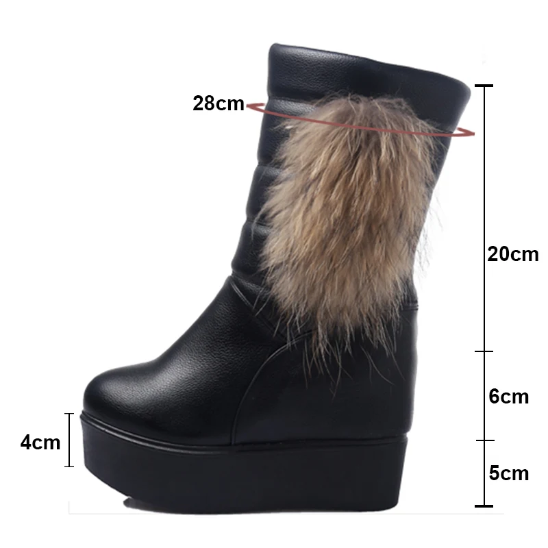 Winter Fur Wedges Platform Ankle Boots Women Height Increasing Thick Bottom Snow Shoes Large Size Customized Female Short Boots