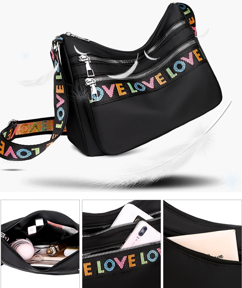 Frauen Umhängetasche Wasserdichte Nylon Oxford Schulter Messenger Taschen Casual Große Kapazität Handtasche Damen Reise Einkaufstasche – Detail 26
