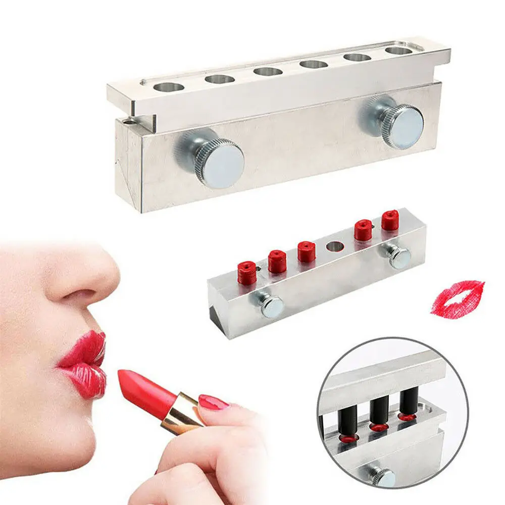 6 Cavities Hole 12.1mm Aluminum Alloy Balm Fill DIY Lipstick Mold Beaked Shape