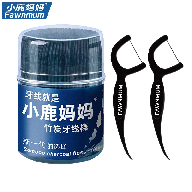 Dental Floss Teeth Stick 50 Pcs Bamboo Charcoal Tooth Picks Interdental Brush Teeth Clean Dental Floss Stick Toothpick Flosser