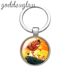 Disney Aslan Kral Sevimli Simba Timon Pumbaa cam anahtarlık çanta anahtarlık araba Halka Tutucu Takılar, anahtar zincirleri, hediye En iyi 10 ürün anahtarı, rei leao-no. 6