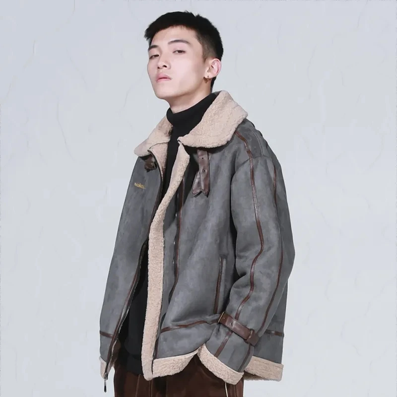 Chaqueta De invierno para Hombre, Parkas De lana De cordero, estilo coreano, cálido, Vintage, De terciopelo, grueso, corto, De algodón