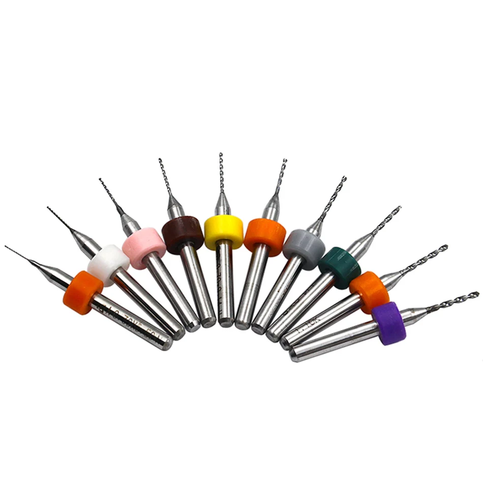 10 cái/bộ 0.1mm-1.2mm PCB Mini mũi thép Tungsten Carbide cho in bảng mạch Mũi khoan CNC bit Máy