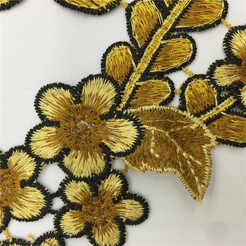 High Quality Mixed Color Embroidery Hollow Lace Applique Fabric DIY Garment Decoration Sewing Cheongsam Lace Craft Accessories