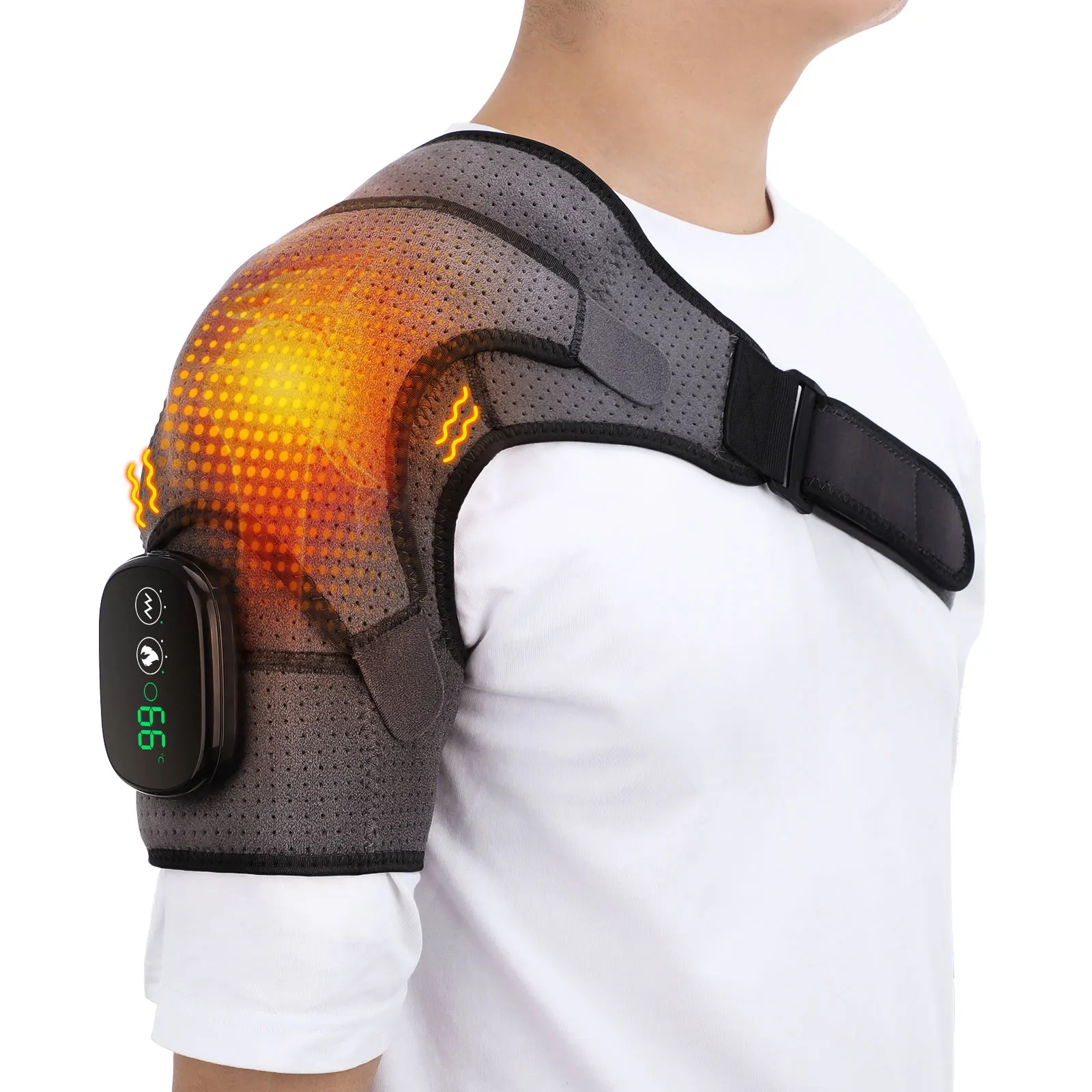 Electric Heating Vibration Massage Shoulder Brace Support Belt Therapy For Arthritis Joint Injury Pain Relief Rehabilitation Pad