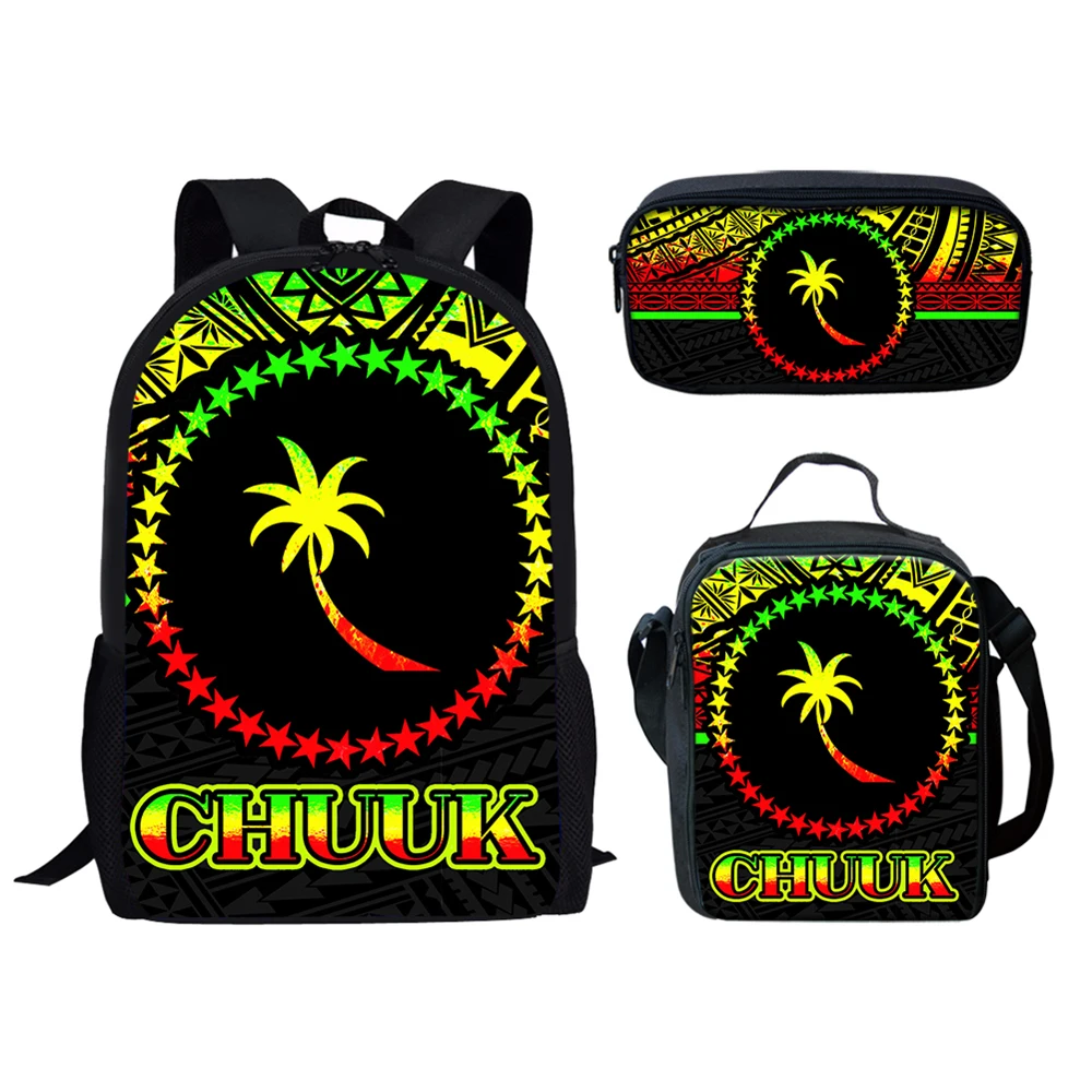 Mochila escolar para adolescentes, niñas, niños, Chuuk, Tribal, con impresión polinesiana, para estudiantes de primaria