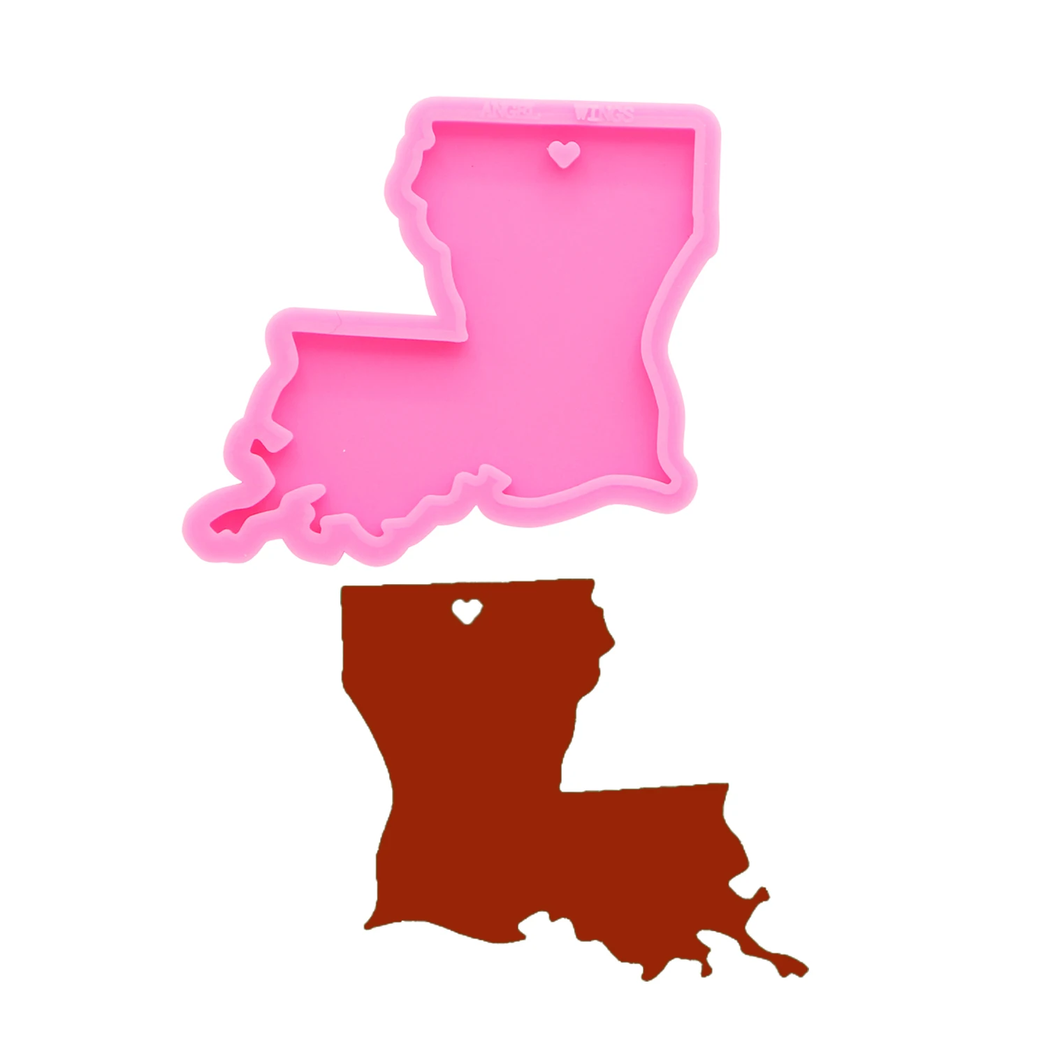 

Shiny keychains US North Louisiana state map Silicone Molds DIY Jewelry keychain mould Epoxy Resin Mold Custom DY0220