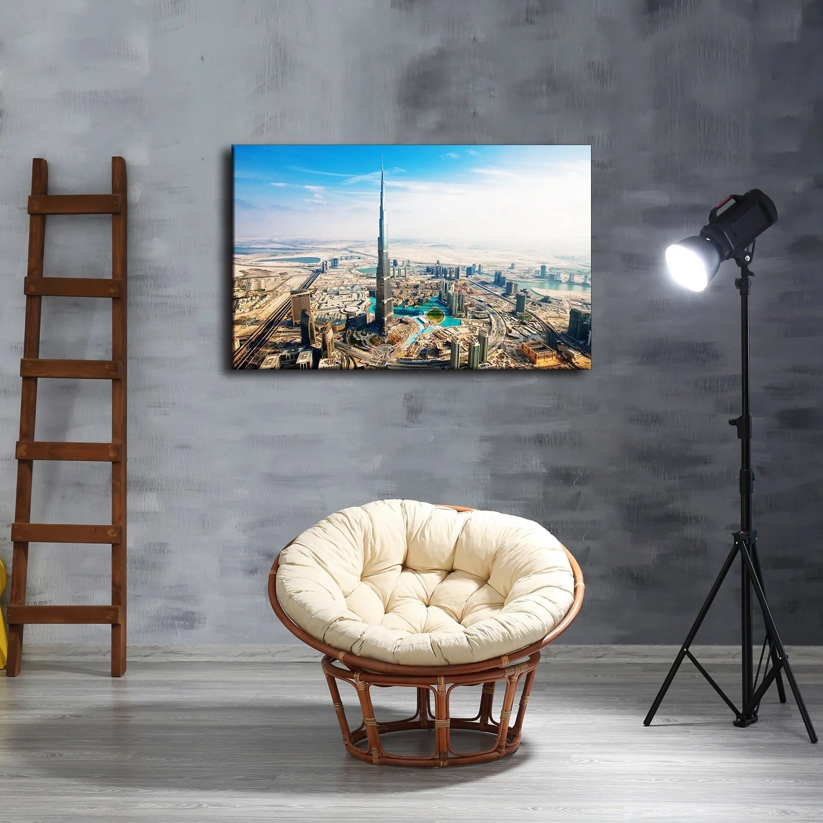 Home Decor Canvas Painting 1 Piece Dubai Burj Khalifa Tower Pictures Wall Art Prints City Building Poster For Living Room Framed