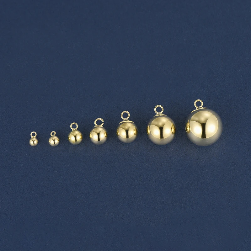 Genunie Necklace Bracelet Anklect Earring 18k Gold Bead Charm Pendant Fine Jewelry Making DIY Acessories 2.5-10mm Optional
