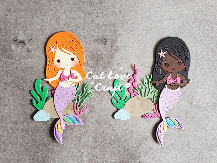 Catlove Mermaid Girl Metal Cutting Dies Scrapbooking Mold Stencil Die Cuts Card Making DIY Craft Embossing New Dies For 2021