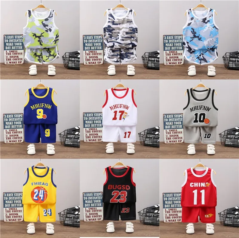 Summer New Boys Baby Sports Infant Clothing Set Kids Cotton Tracksuit Vest Shorts 2pcs Toddler Boy Sleeveless Clothes Suit