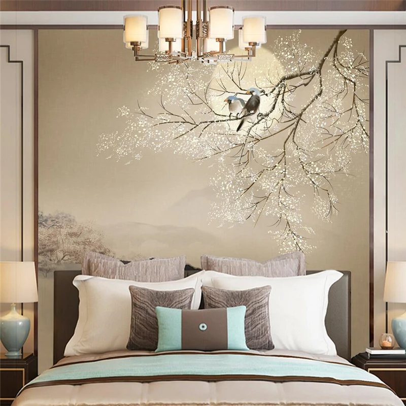 beibehang custom Flower bird brown photo wall paper home decor living room bedroom decoration mural wall sticker TV background