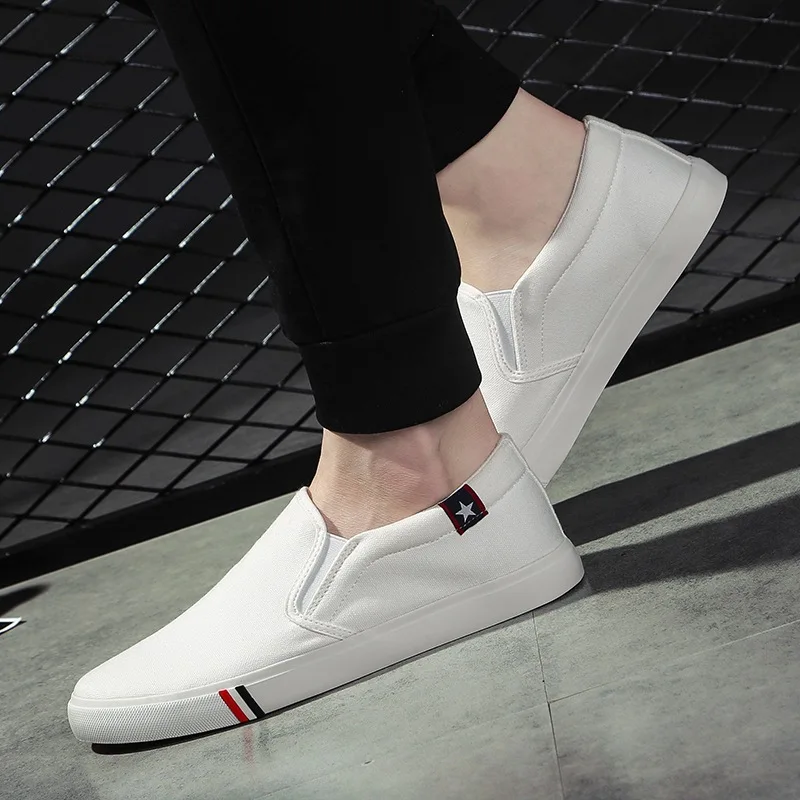 Men Casual Shoes Canvas Luxury 2021 Mens Loafers Breathable Slip on FlatsMale Vulcanized Shoes White Driving Shoes Plus Size 47