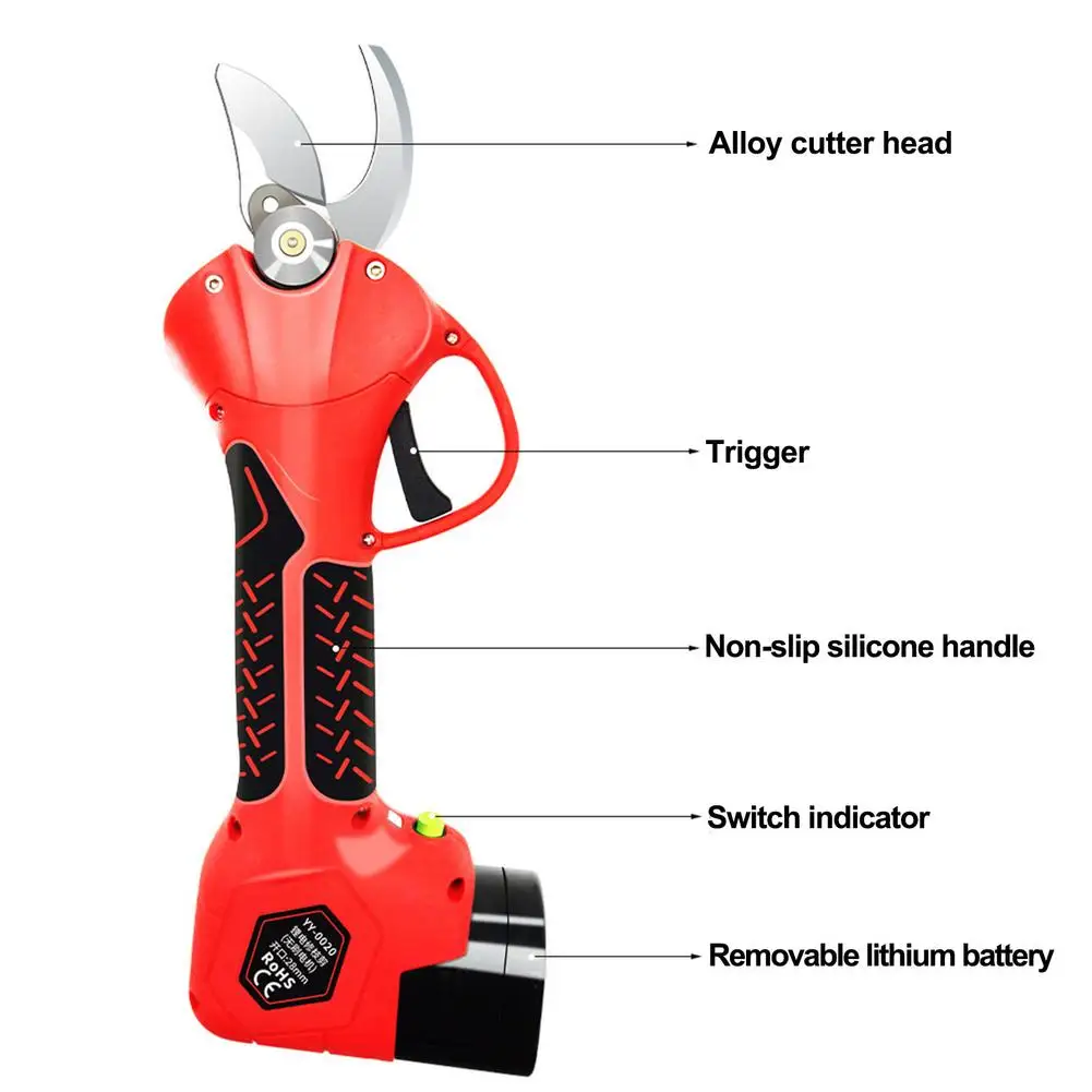 16,8 V 2Ah Handheld Gartenschere Cordless 28mm Schneiden Durchmesser Berufs Elektrische Rebschnitt Schere Mit Zwei Lithium-Batterien