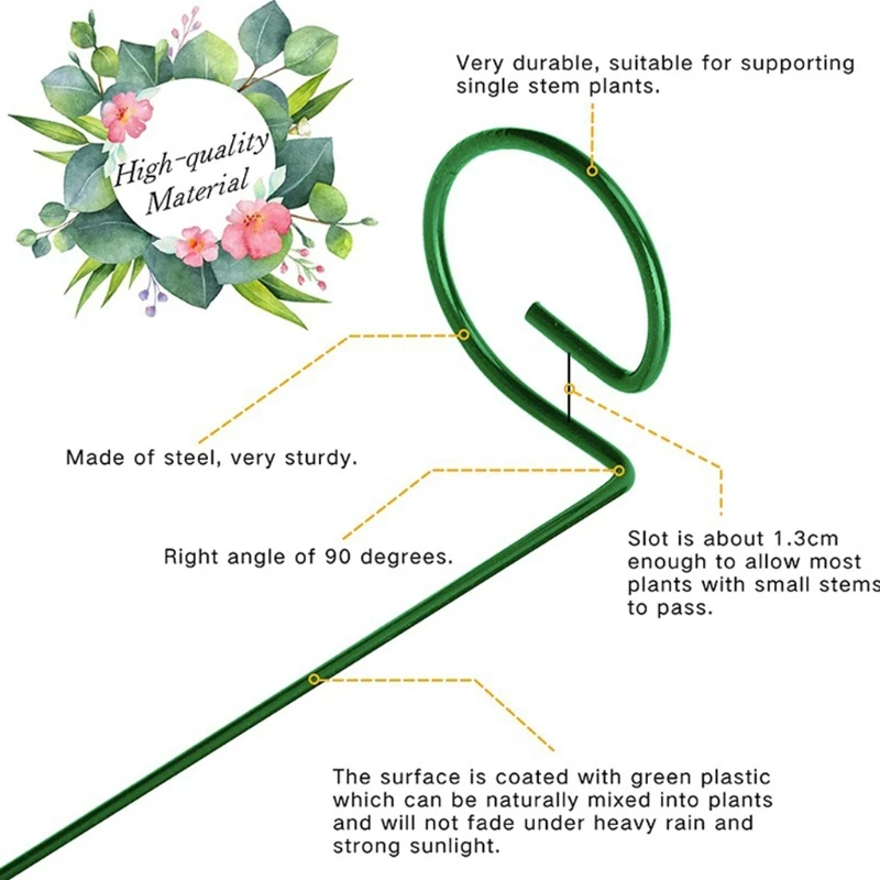 Anillo de estaca de soporte de jardín, soporte de Metal para plantas de jardín, arbusto de tallo único, G32A