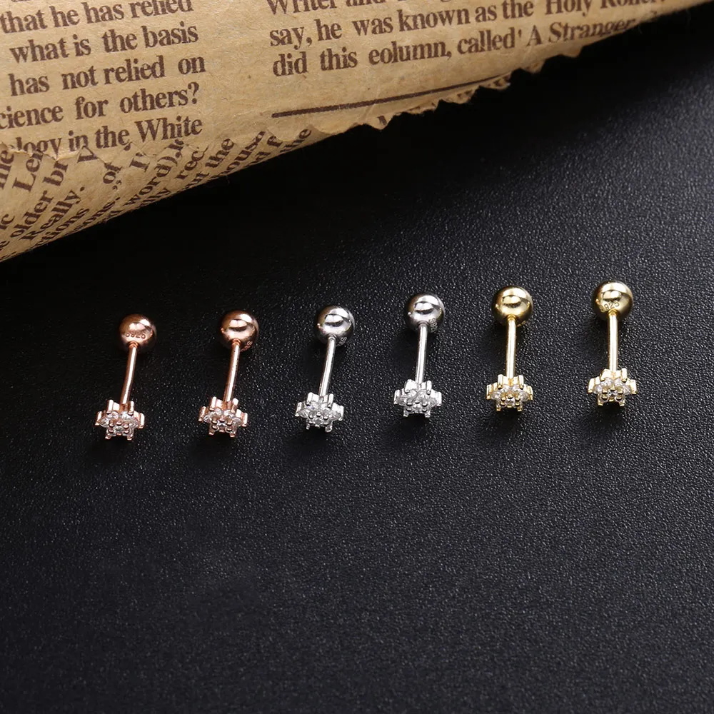 SHADOWHUNTERS-أقراط من الفضة الإسترليني والزركون للنساء ، أقراط صغيرة ، 925 فضة استرلينية ، زركونيا مكعبة ، زركونيا ، زركونيا ، على شكل زهرة ، لعظام الأظافر ، بالجملة #6