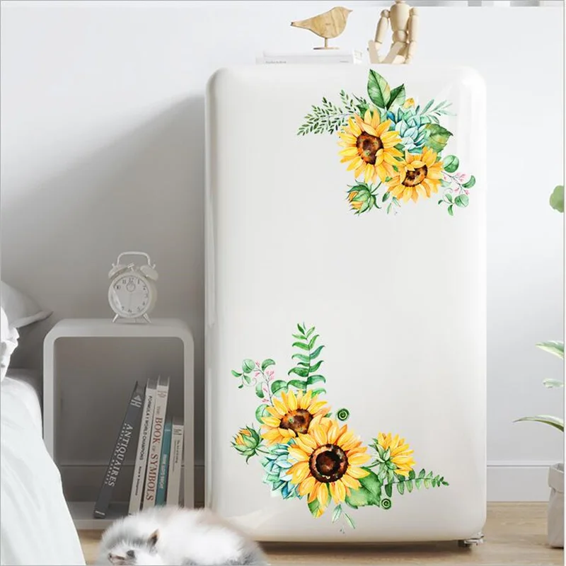 

Removable Sunflower Flower Rattan Wall Sticker For Refrigerator Cabinet Glass Toilet DIY Wall Decals Art Mural Home Decor