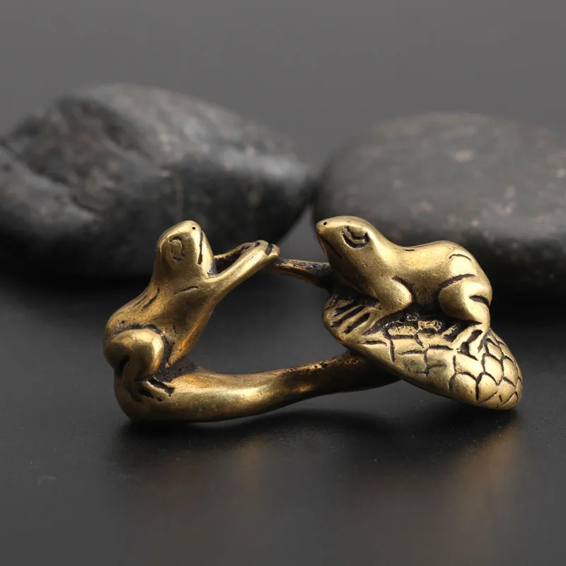 Antique Copper Handshake Frogs Miniatures Figurines Vintage Brass Animal Statue Small Ornaments Living Room Desk Decorations