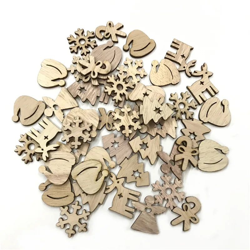 

500PCS Mixed Wooden Pattern Scrapbooking Art Collection Craft for Handmade Accessory Sewing Home Decoration DIY Embellishments