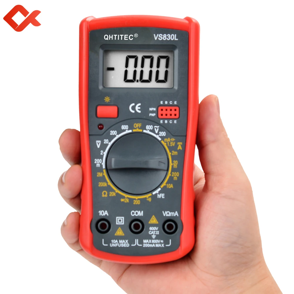 QHTITEC Multimeter DC Digital Ammeter AC/DC Voltage Ohm Meter 3 In 1 Current Tester Electronic Measuring Instruments VS830L