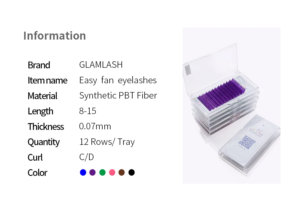 GLAMLASH Colored Easy fan Lashes Eyelash Extension mink eyelashes soft russian volume Fake Lashes color natural colored lashes